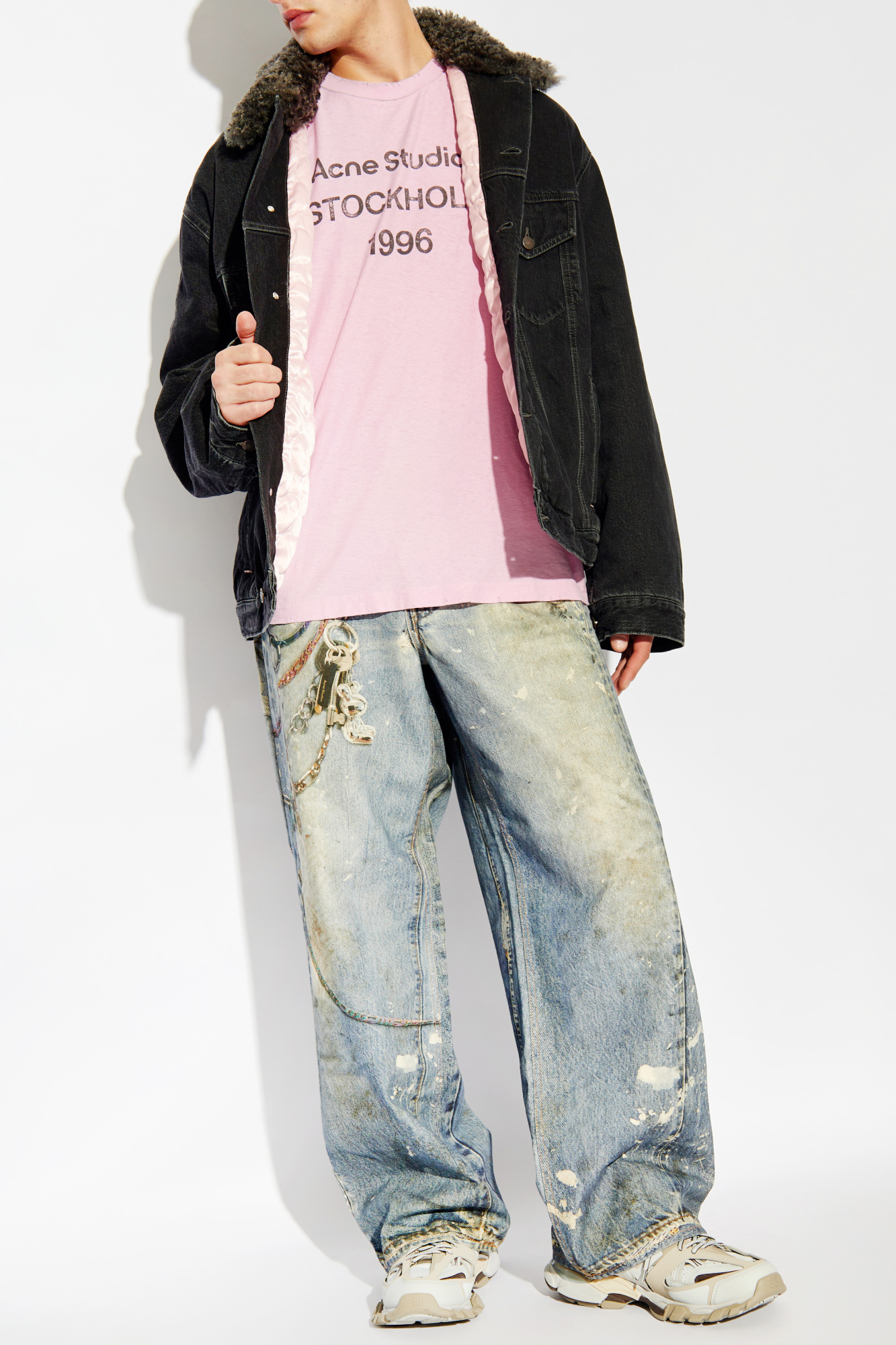 Acne Studios Denim jacket with fur collar