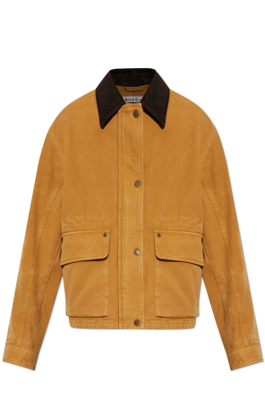 Jacket with leather collar