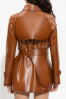 Fendi BROWN Leather jacket with waist belt