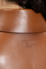 Fendi BROWN Leather jacket with waist belt