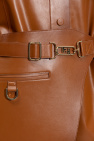 Fendi BROWN Leather jacket with waist belt