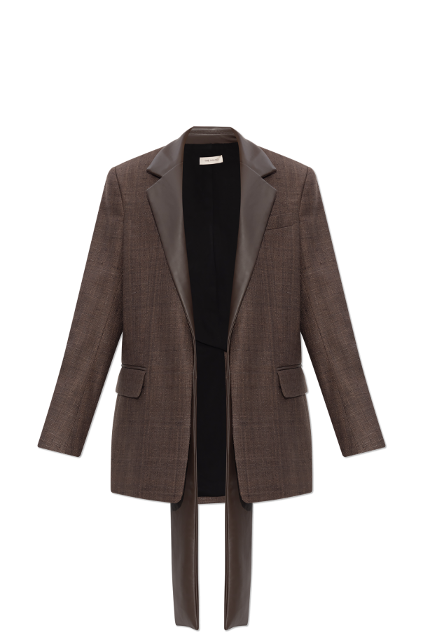 ‘newport’ blazer with leather collar od The Mannei