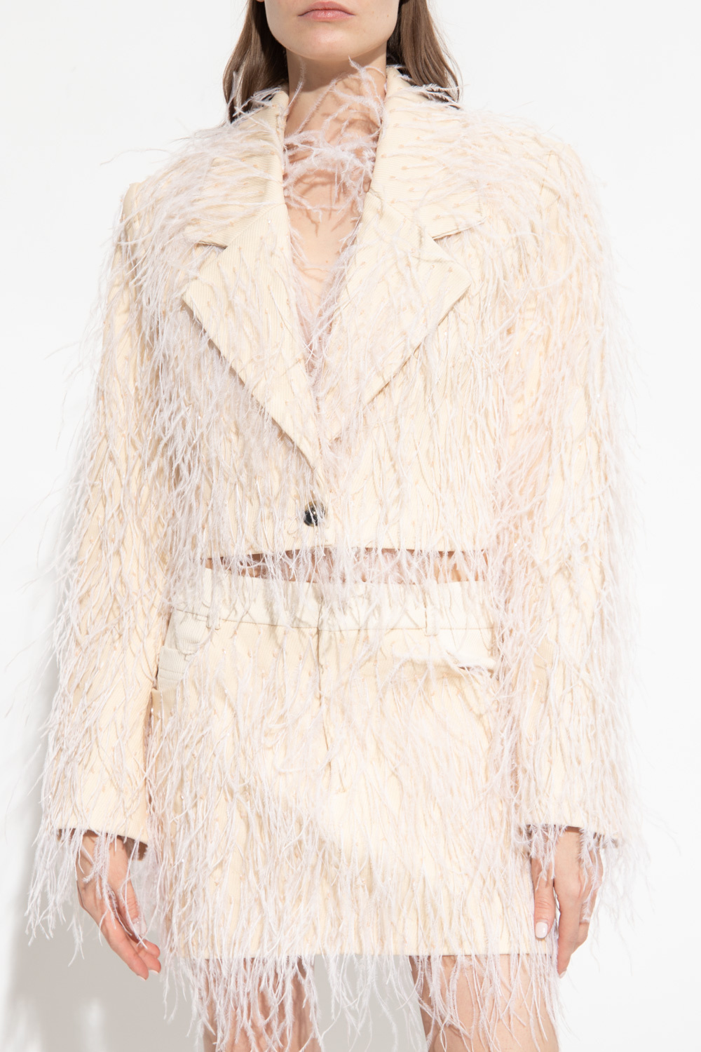 The Mannei ‘Monica’ cropped blazer with feathers