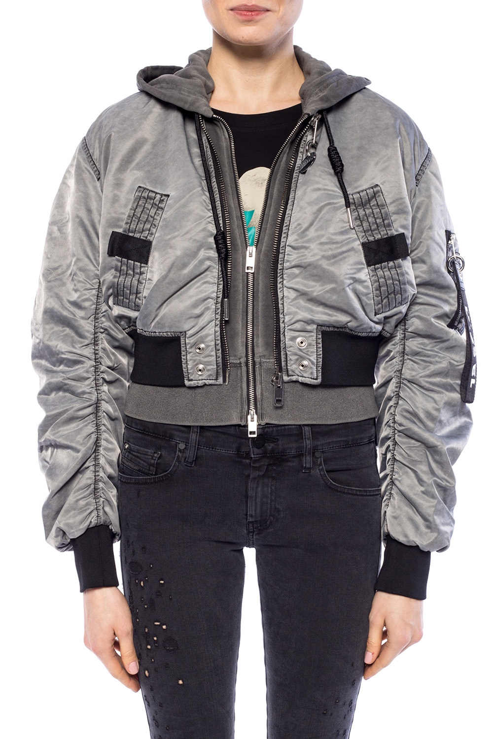 diesel cropped bomber jacket