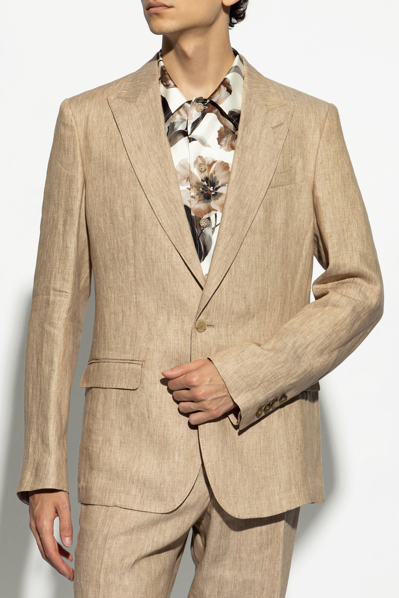 DOLCE & GABBANA stretch wool Sicilia-fit suit Linen Blazer