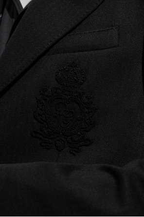szpilki ze wzorem w cetki dolce gabbana buty haalm Single-breasted blazer with logo