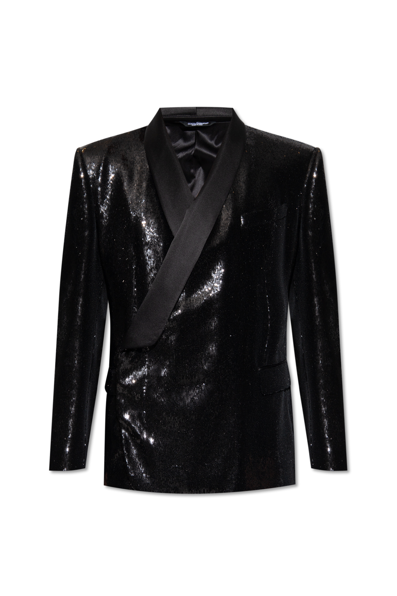 Dolce & Gabbana metallic slogan-print T-shirt Sequinned blazer