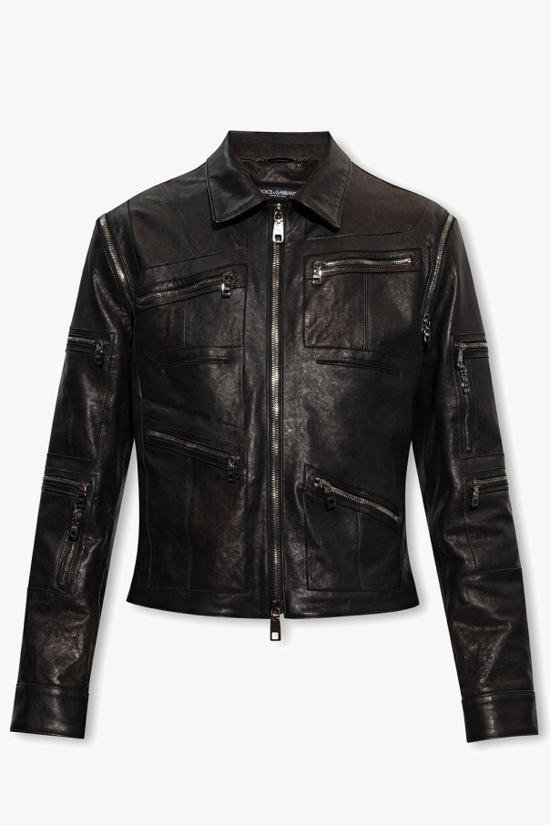 Dolce & Gabbana Leather jacket with detachable sleeves