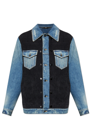 Denim jacket with corduroy inserts
