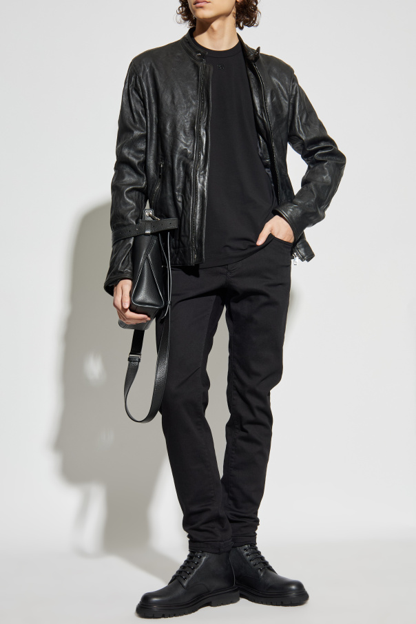 Dolce & Gabbana Lederjacke mit Stehkragen