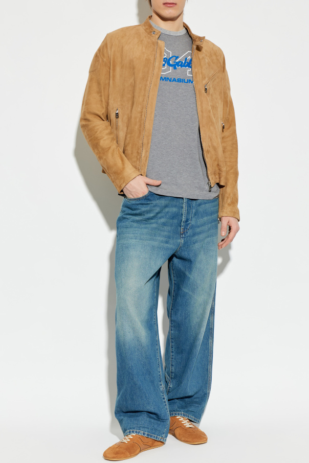 Dolce & Gabbana Suede jacket with stand-up collar