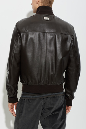 Dolce & Gabbana Leather jacket with stand-up collar