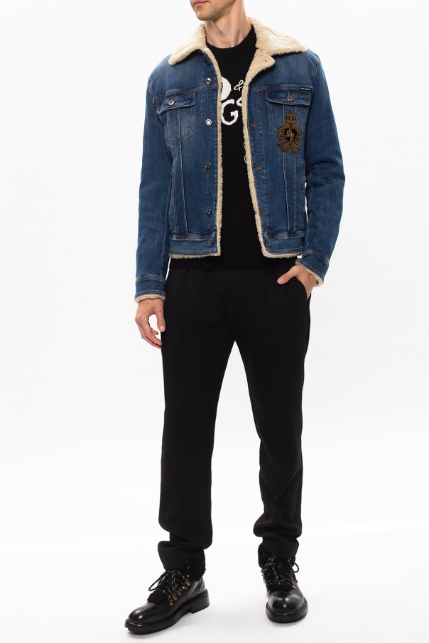 Dolce & Gabbana peacock-print long-sleeve shirt Denim jacket