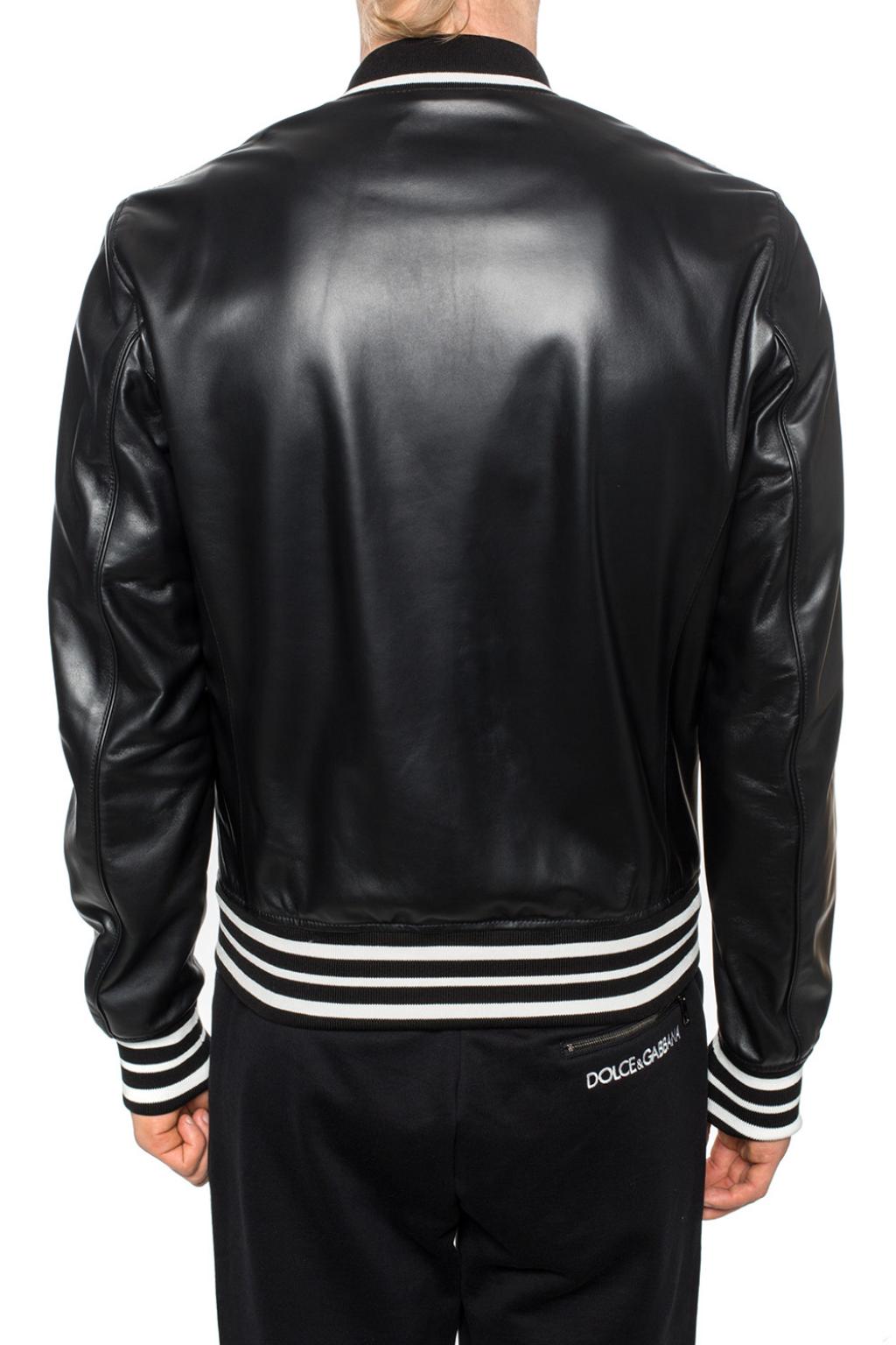 dolce and gabbana mens leather bomber jacket