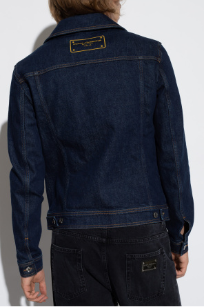 Dolce & Gabbana Kids Decke mit Logo-Muster Blau Denim jacket with logo