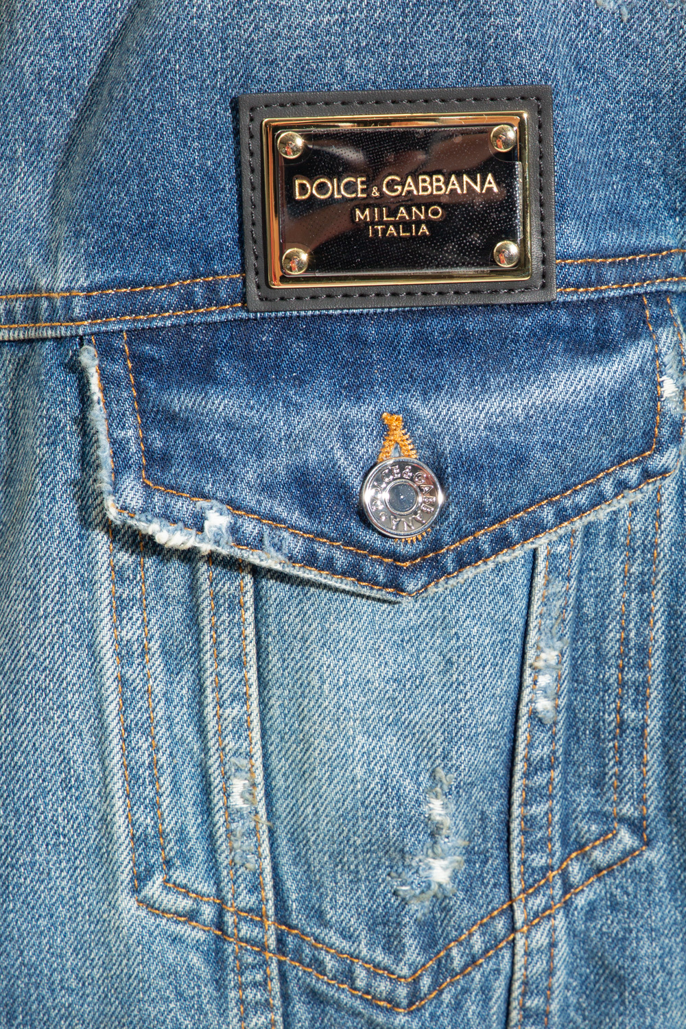 Dolce & Gabbana 18kt yellow gold bracelet Denim jacket with logo