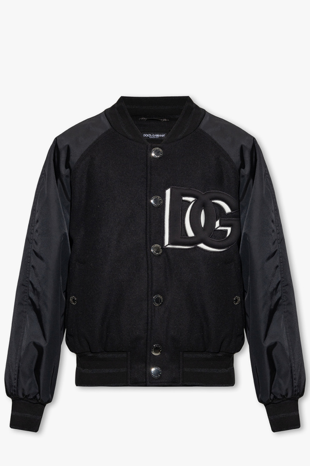 N0000 BLACK Synthetic Spandex Elastane logo print swim trunks from Dolce & Gabbana Bomber jacket