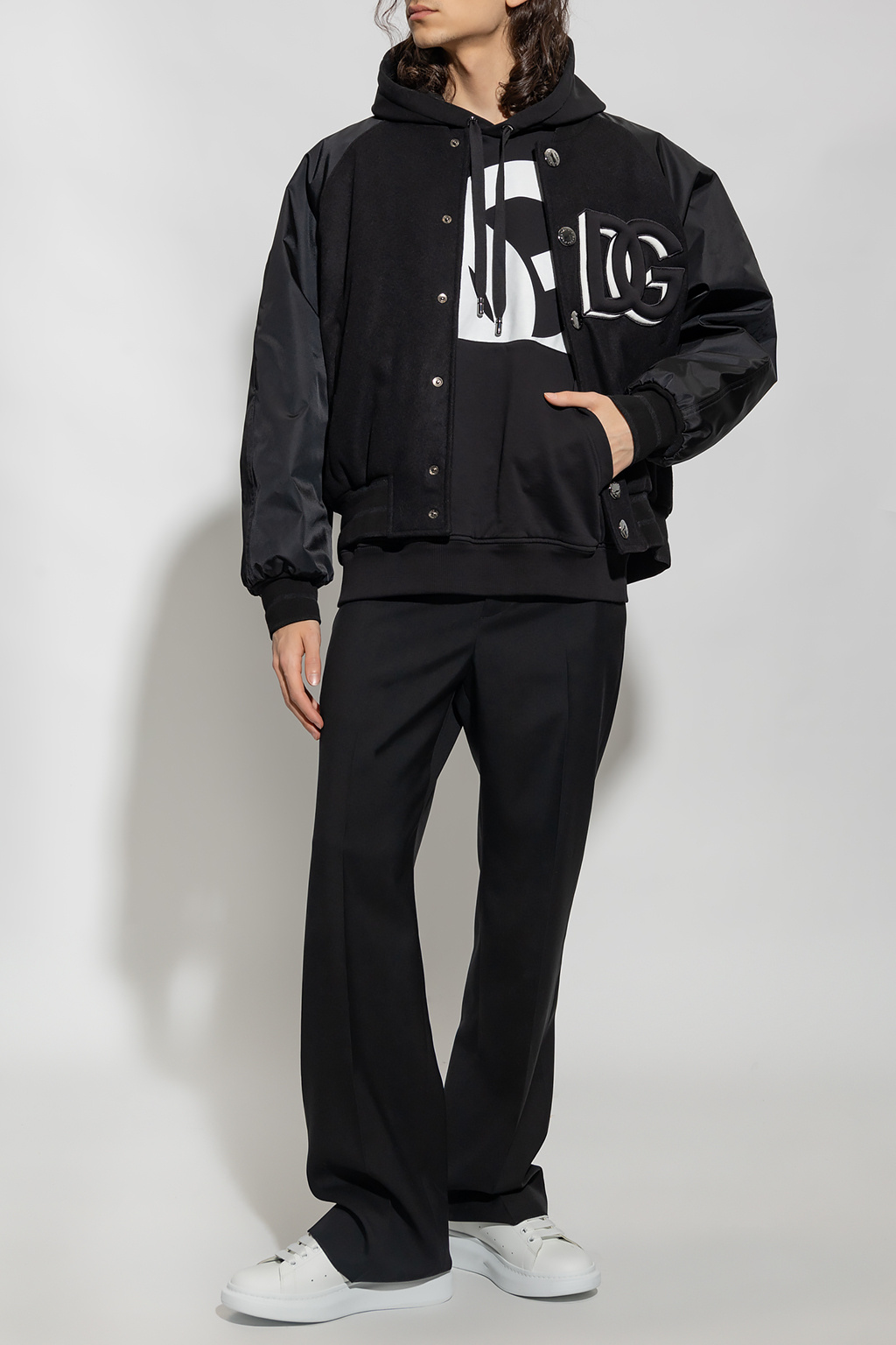 N0000 BLACK Synthetic Spandex Elastane logo print swim trunks from Dolce & Gabbana Bomber jacket