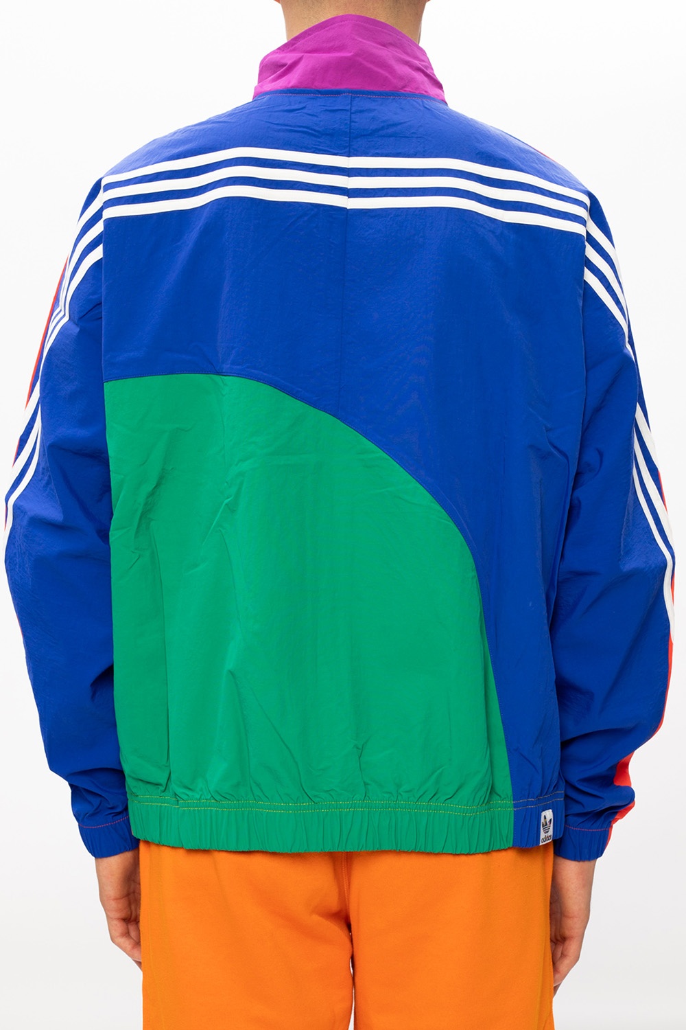 blue orange and white adidas jacket