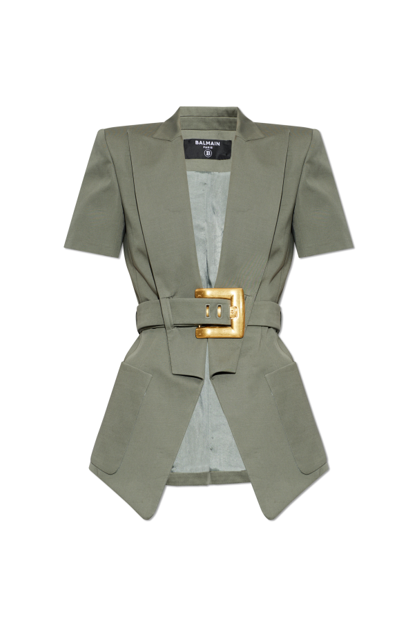 Asymmetric blazer with belt od Balmain
