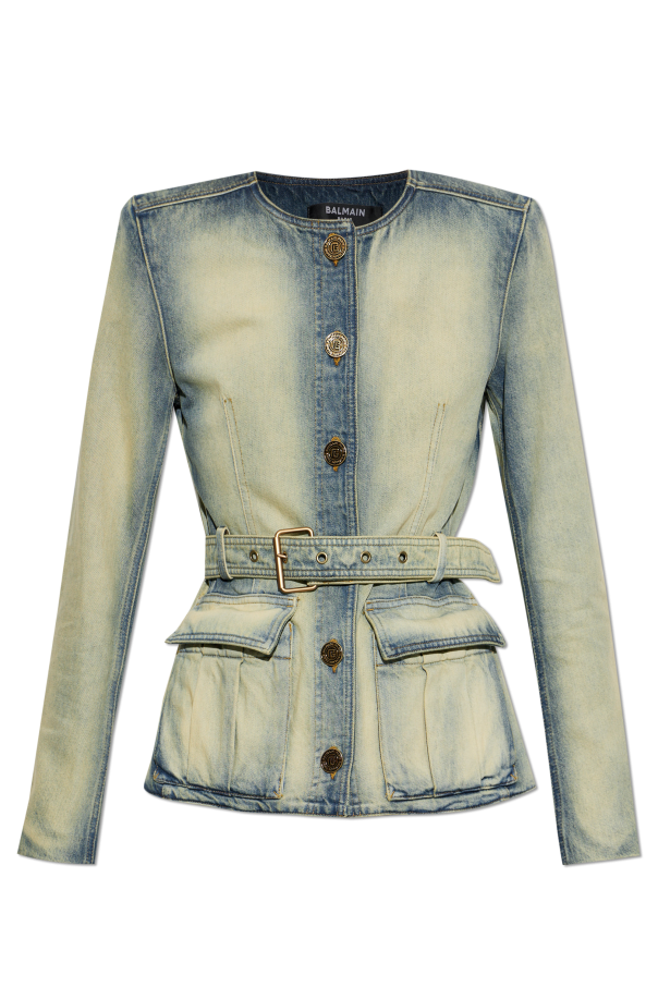 Denim blazer with belt od Balmain
