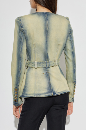Balmain Denim blazer with belt