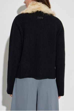 Marni Strickjacke mit Pelzkragen