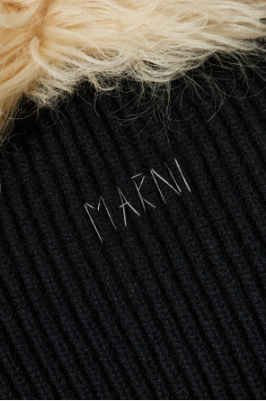 Marni Strickjacke mit Pelzkragen