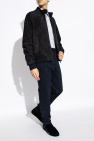 Giorgio Armani NAVY BLUE Suede jacket with stand-up collar