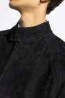 Giorgio Armani NAVY BLUE Suede jacket with stand-up collar