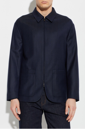 Giorgio Armani Wełniana kurtka ze wzorem w jodełkę