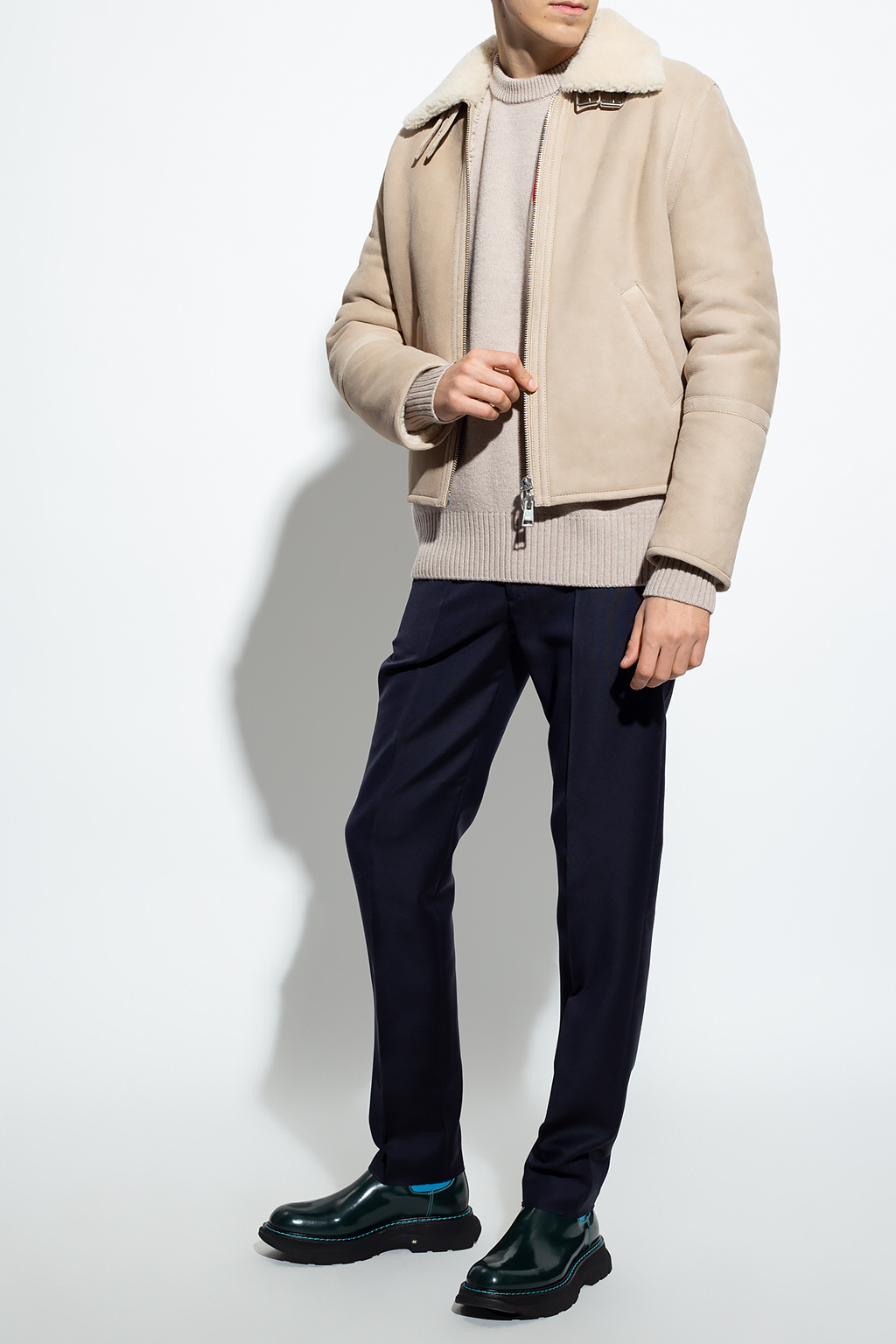 Ami Alexandre Mattiussi Shearling knit jacket with collar