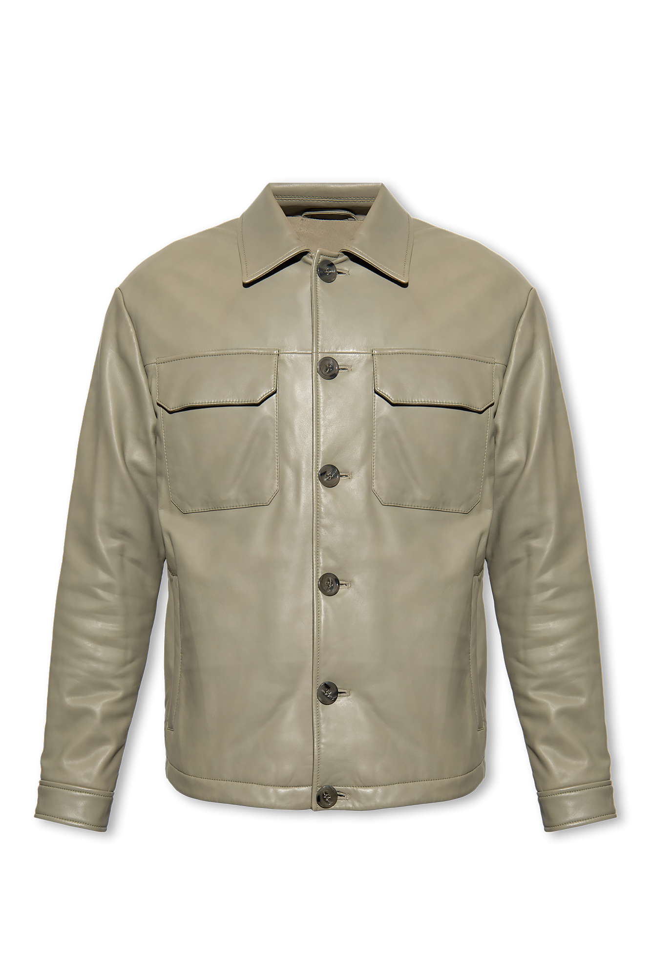 Green Leather jacket Emporio Armani - Vitkac GB