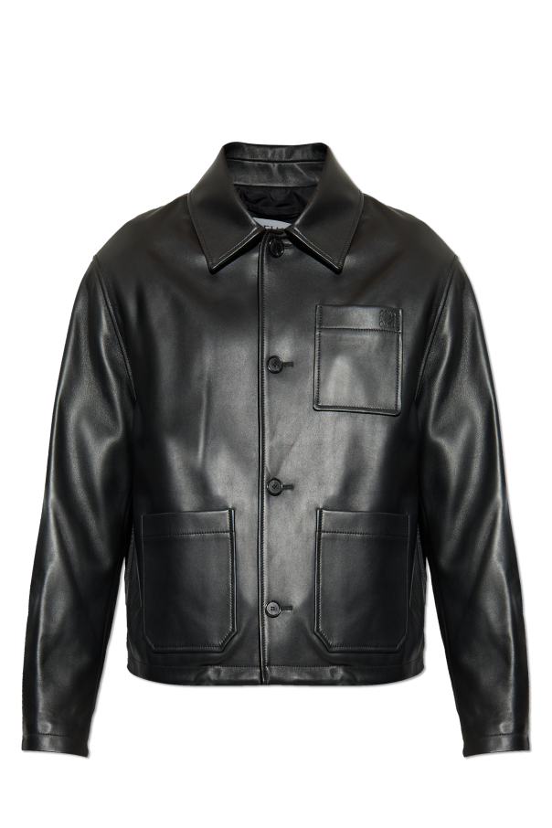 Leather jacket with embossed logo on the pocket od Loewe