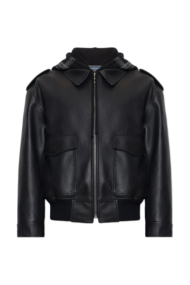 Leather hooded jacket od Loewe