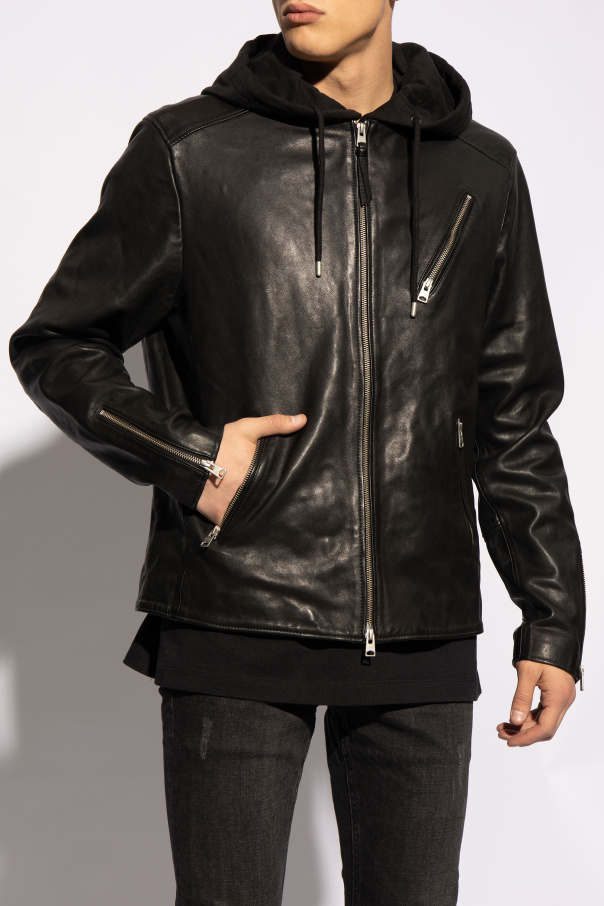 Black ‘Harwood’ leather jacket AllSaints - Vitkac GB