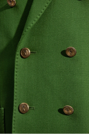 embroidered-crest polo shirt Short double-breasted coat