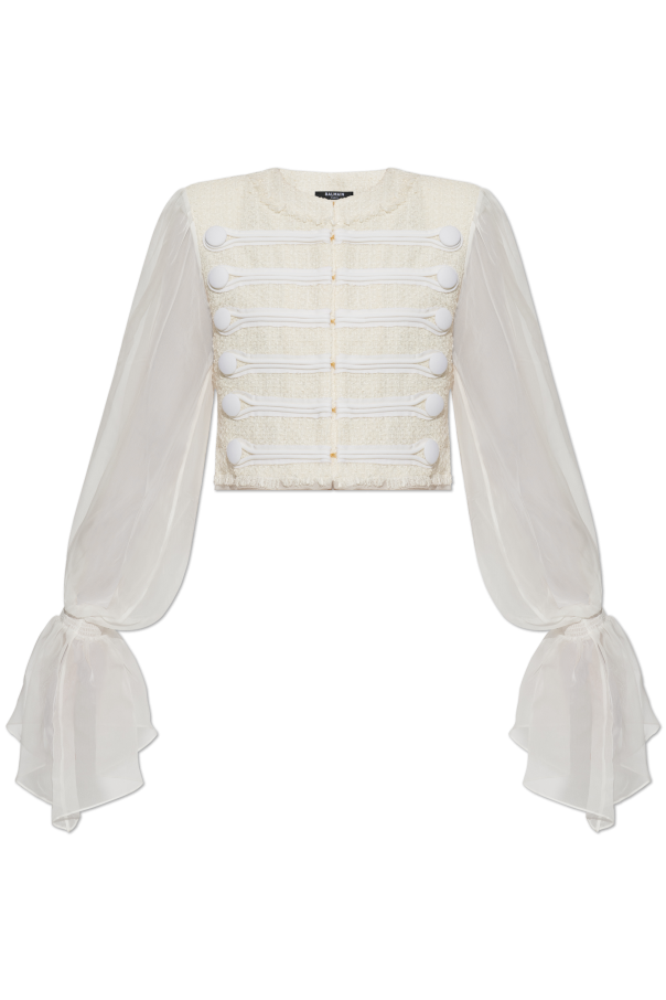 Tweed blazer with silk sleeves od Balmain