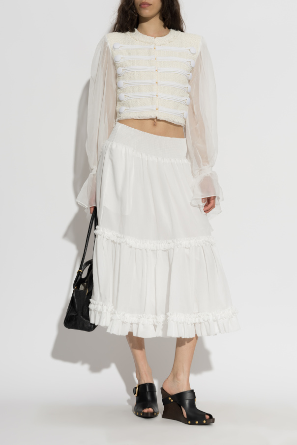 Balmain Tweedowa marynarka z jedwabnymi rękawami