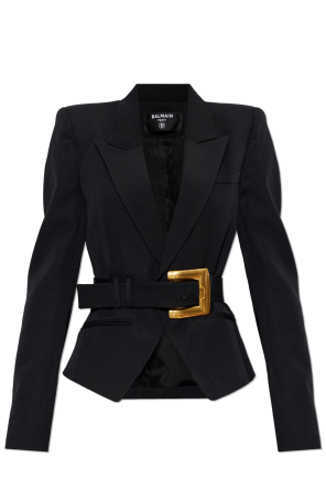 Wool blazer with belt