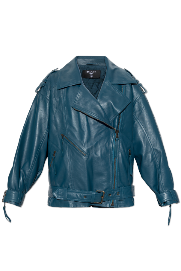 Leather jacket with belt od Balmain