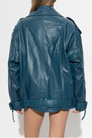 Balmain Skórzana kurtka z paskiem