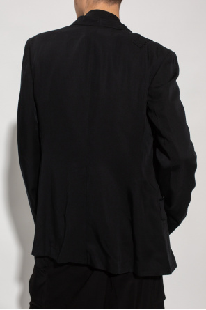 Yohji Yamamoto T-shirt comoda nera con stampa sul retro