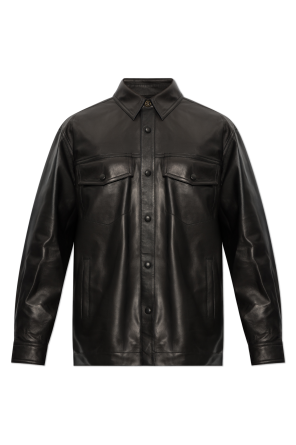 Leather jacket with pockets