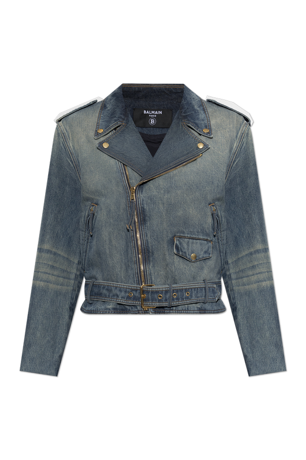 Denim jacket with belt od Balmain