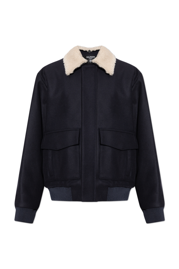 Wool jacket with detachable collar od Balmain