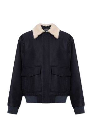 Wool jacket with detachable collar