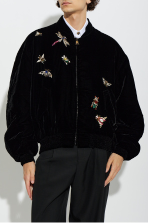 Balmain Geacă tip bomber catifelată cu aplicații