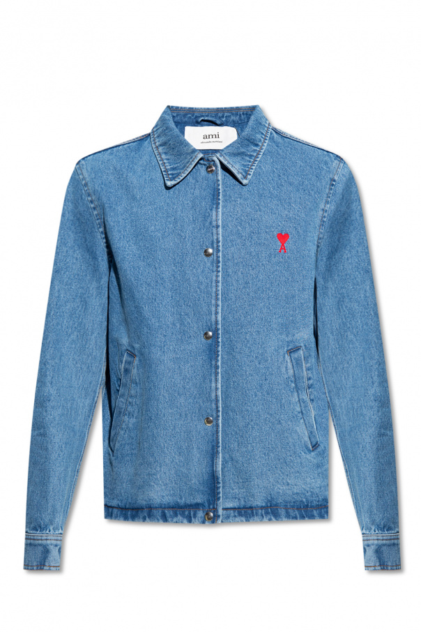 Crooked Tongues T-shirt med stort 'Weird World'-print Denim jacket with logo