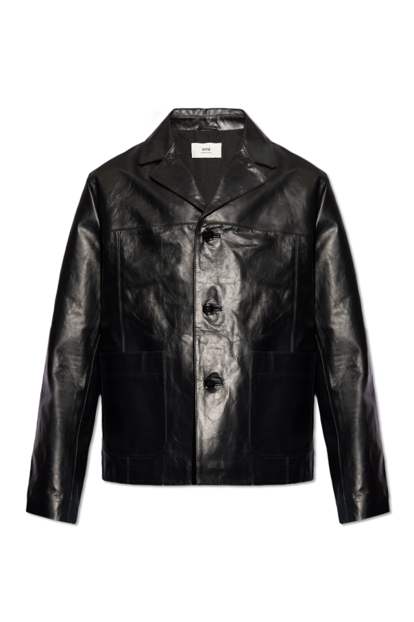Crêpe Cropped Shirt Leather jacket